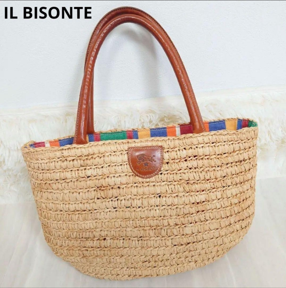EUC Il Bisonte Small Straw/Raffia Basket Tote Bag